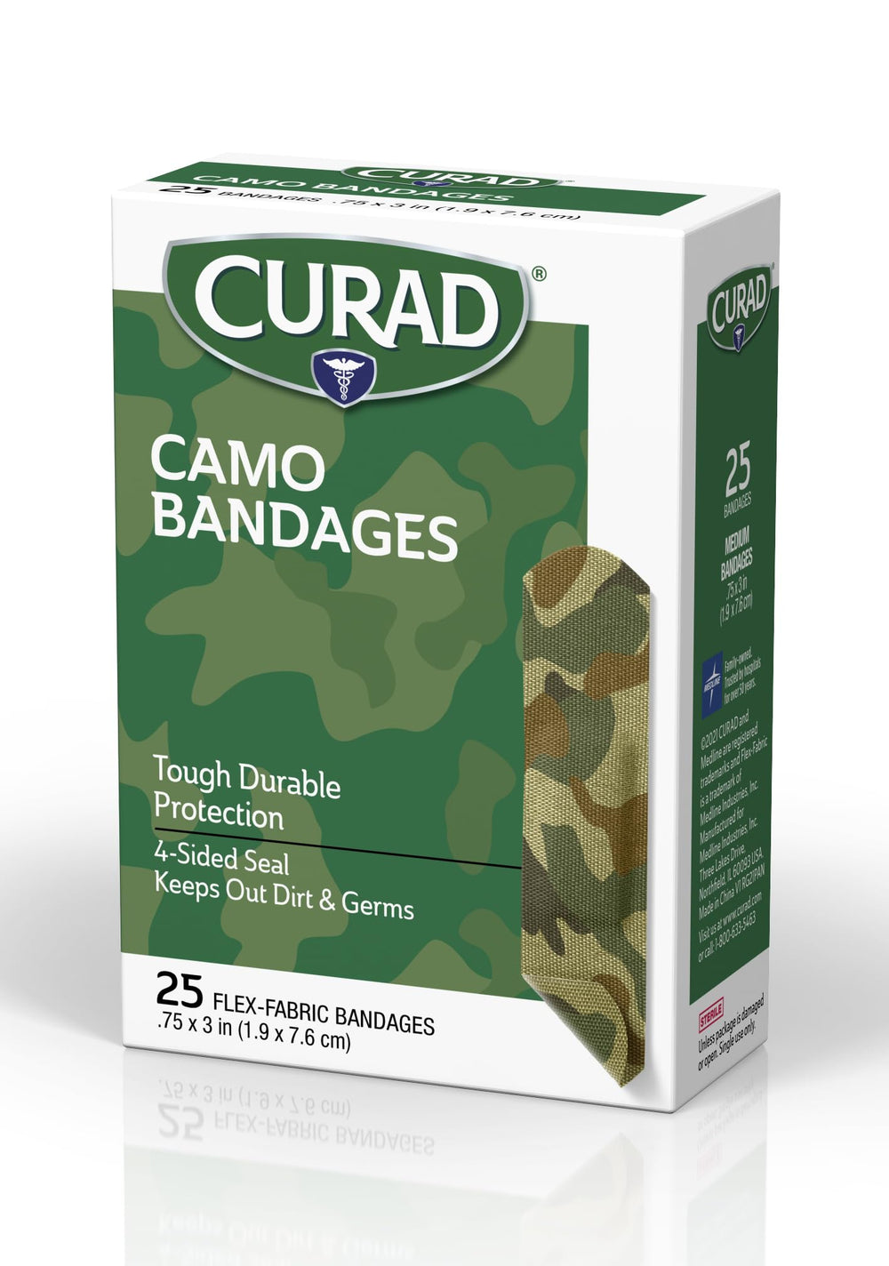 Curad verde camo empaque de 25 tiras para tener a mano