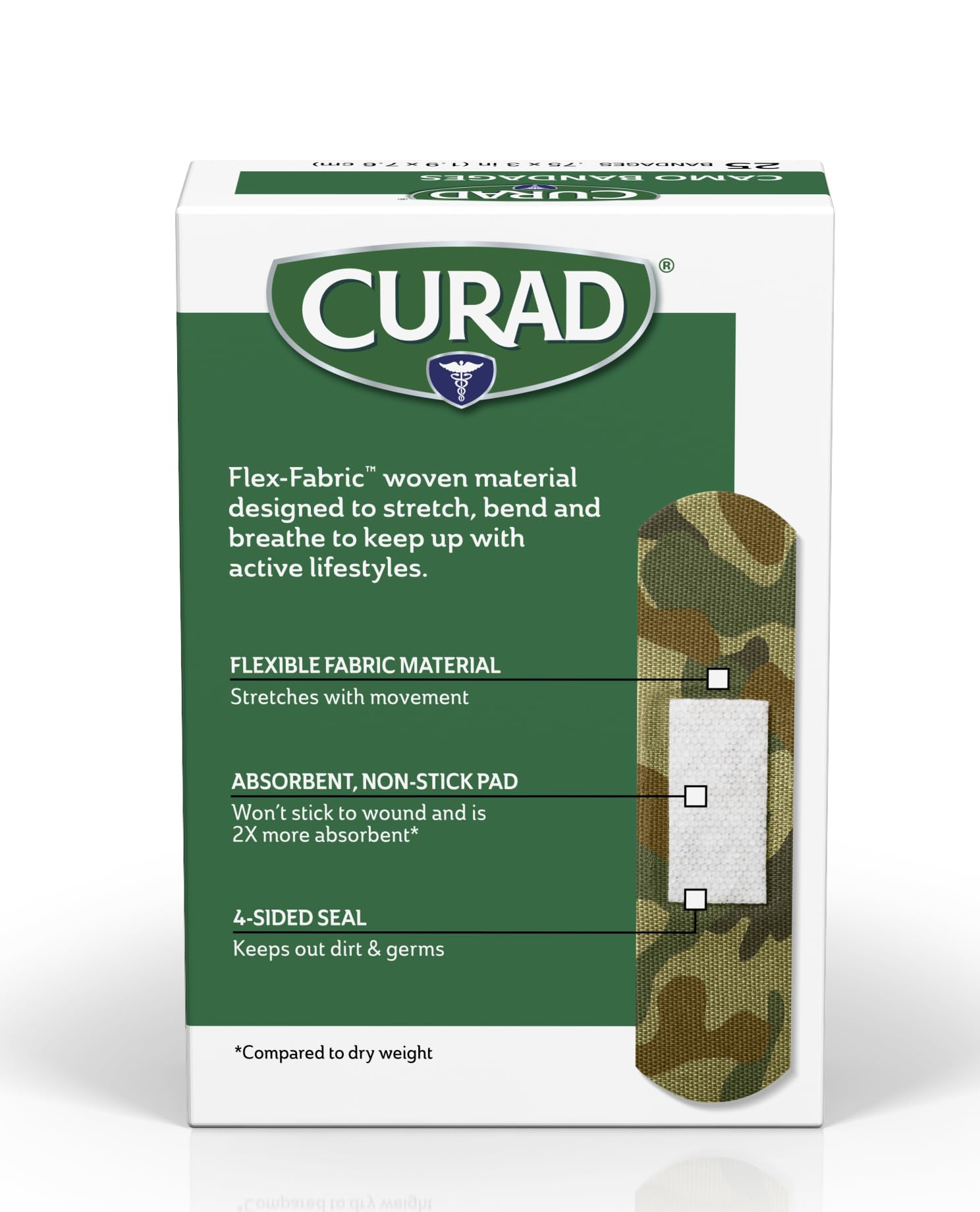 Curad verde camo adhesivo resistente para uso activo