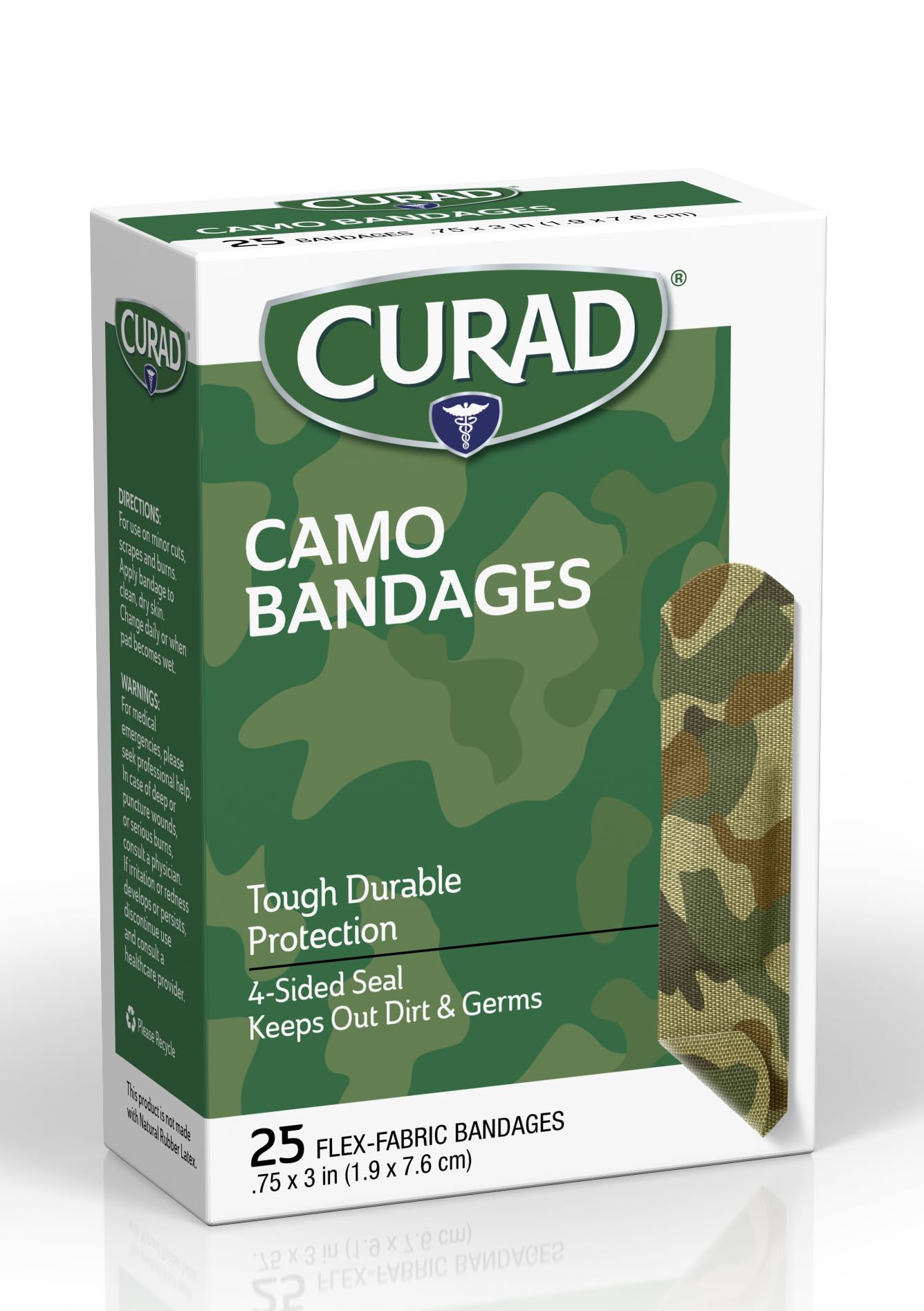 Curad verde camo tela flexible para movimiento cómodo