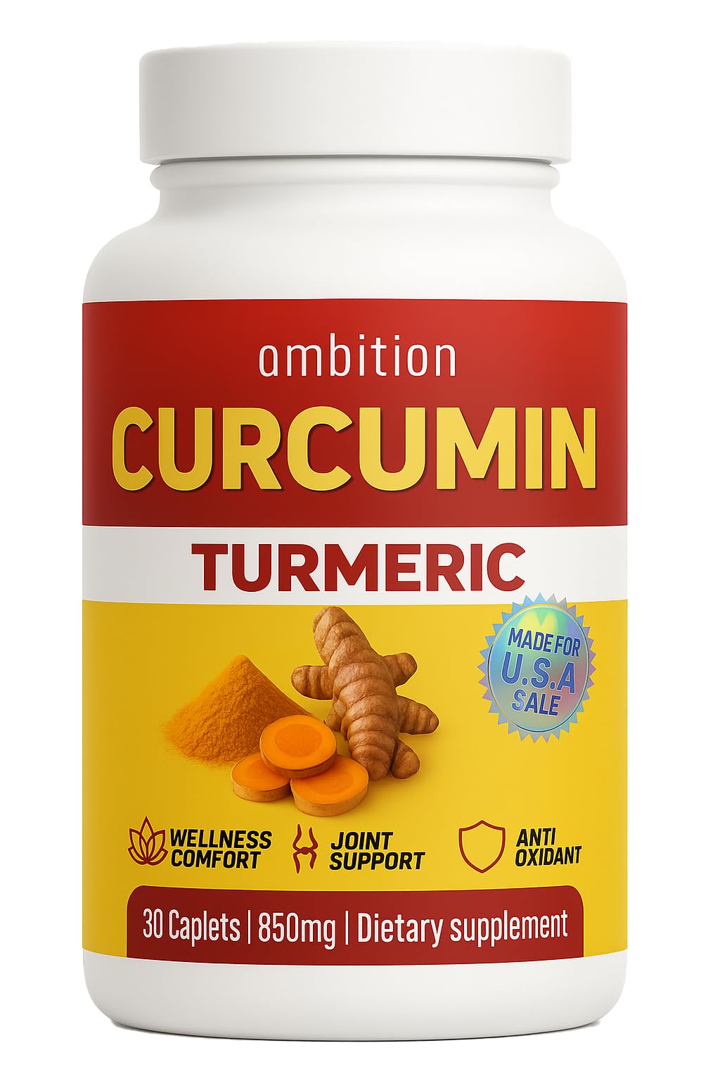 Curcuyin turmeric supplement bottle front view for daily wellness.