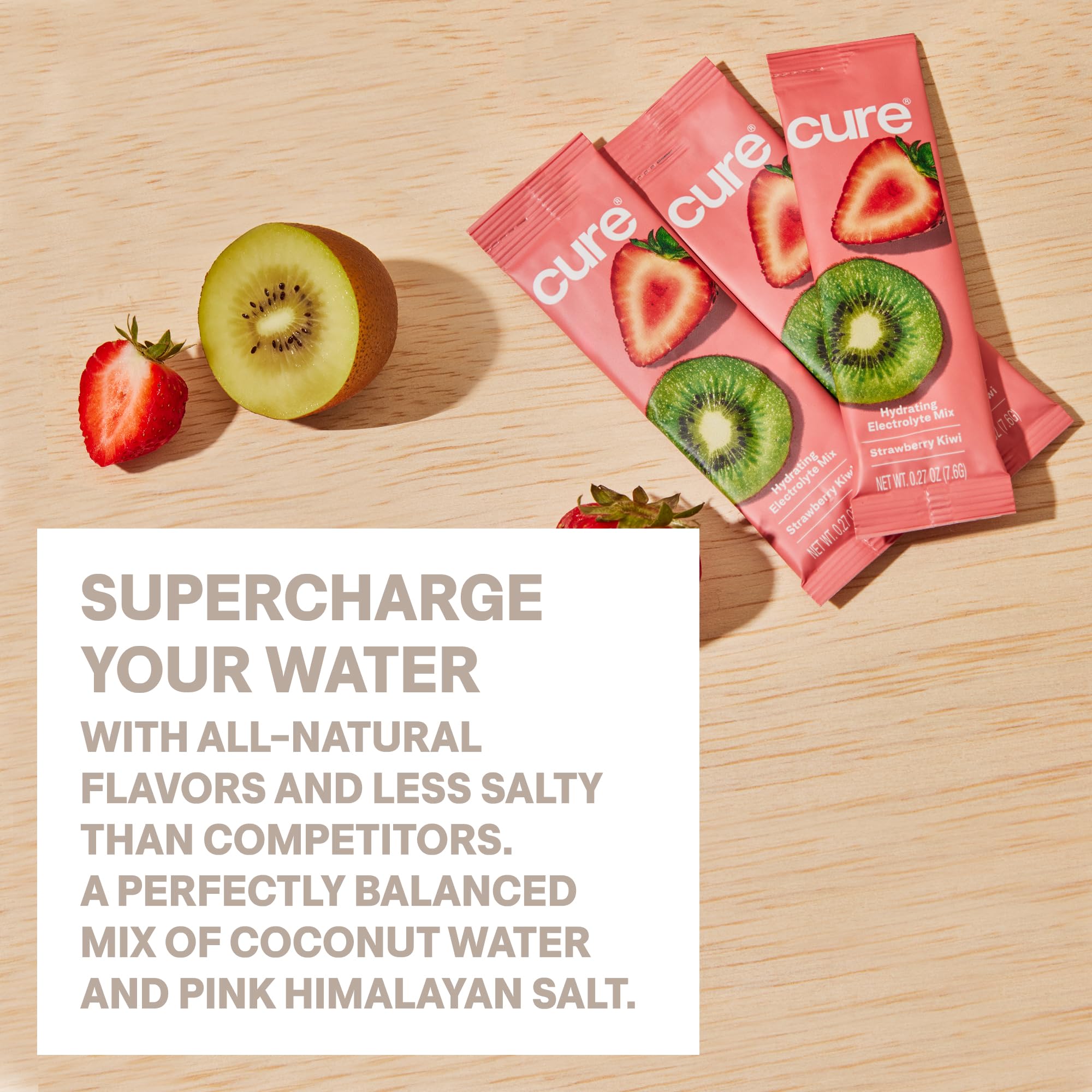 Cure Hydration Blood Orange label close-up noting no added sugar and vegan formula.