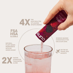 Cure Hydration coconut water based formula supports natural electrolytes during workouts.