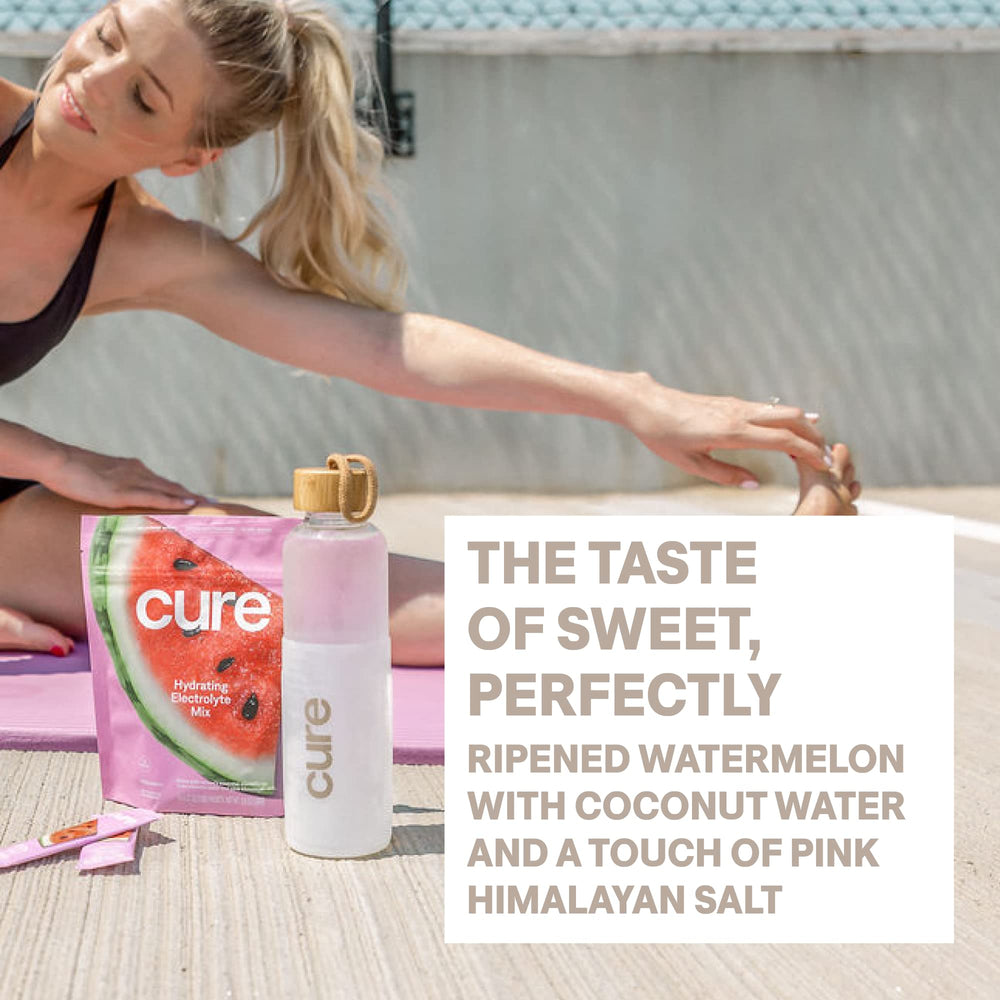 Cure Hydration coconut water base close-up with natural ingredients.