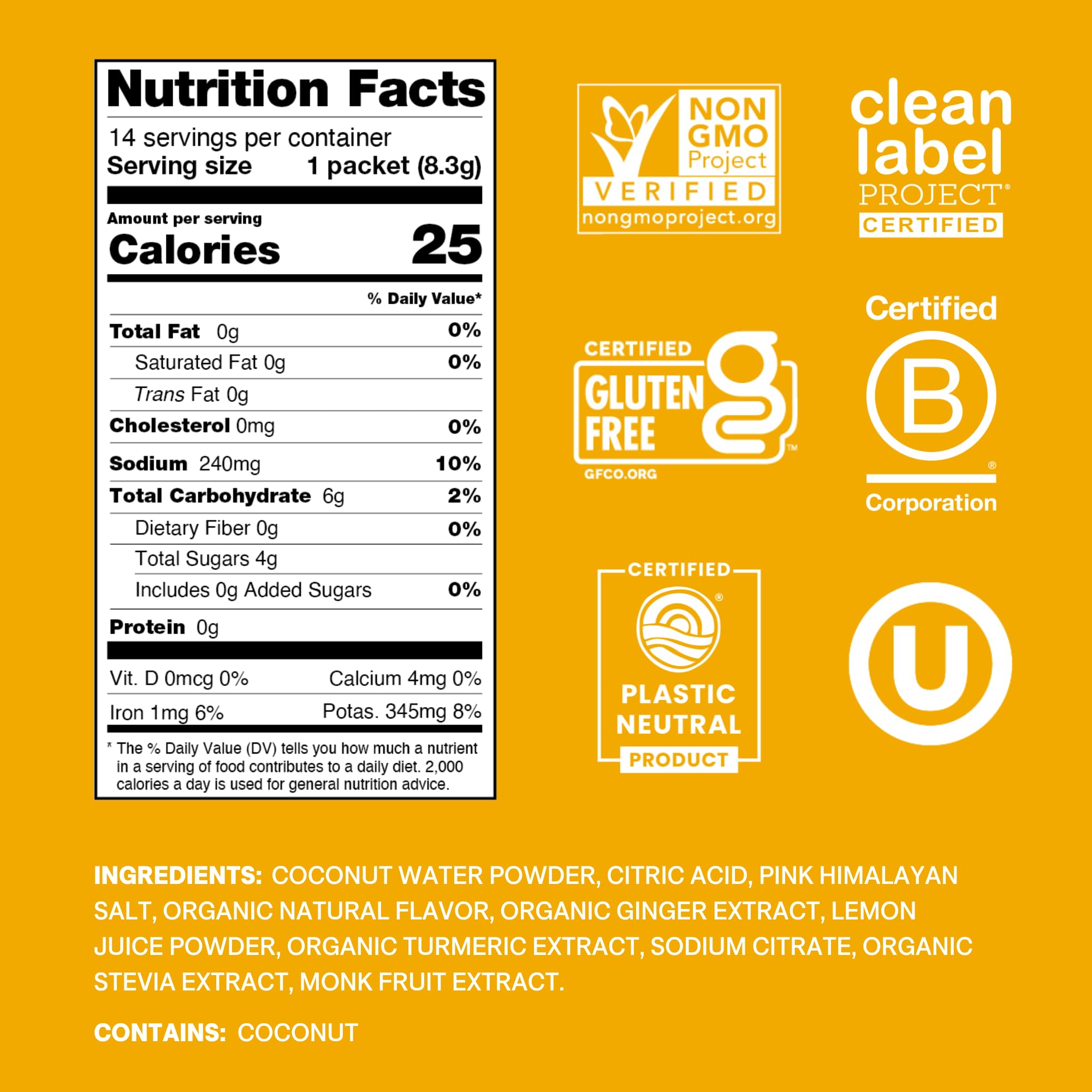 Cure Hydration Ginger Turmeric packet opened to mix electrolytes