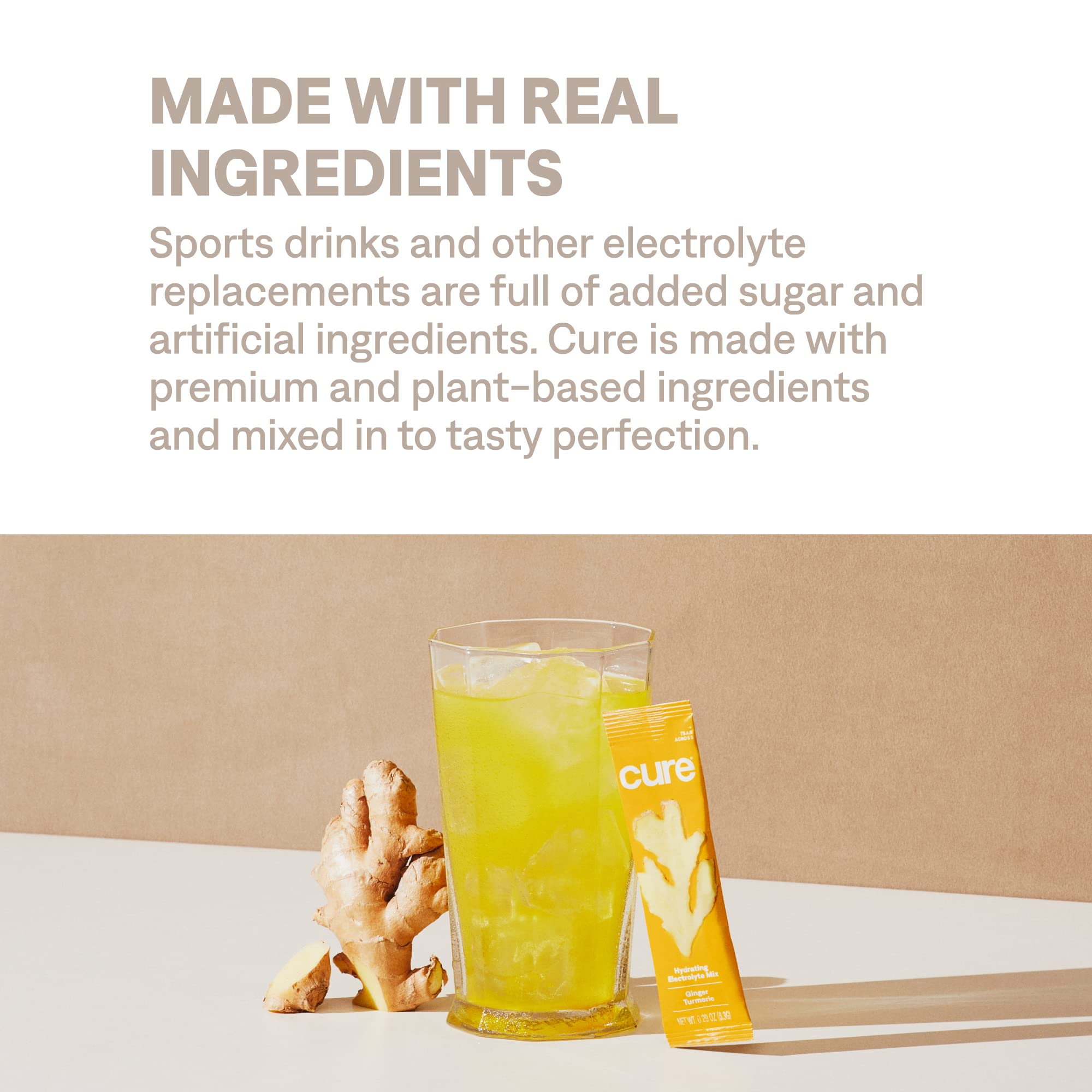 Pouch with 14 Cure Hydration Ginger Turmeric packets for daily use