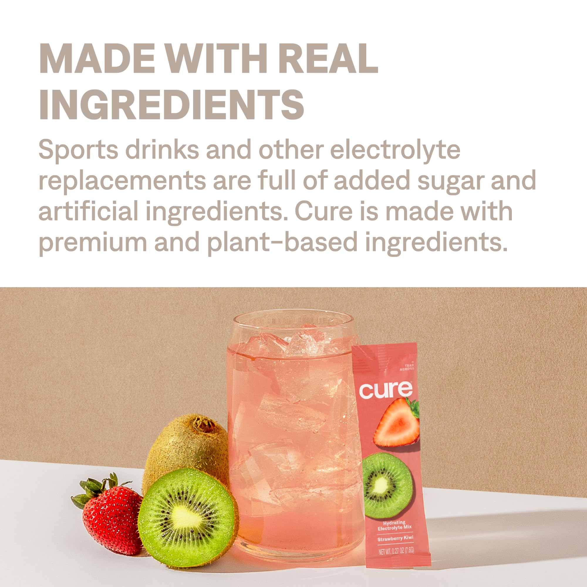 Cure Hydration gluten-free paleo kosher icons on label