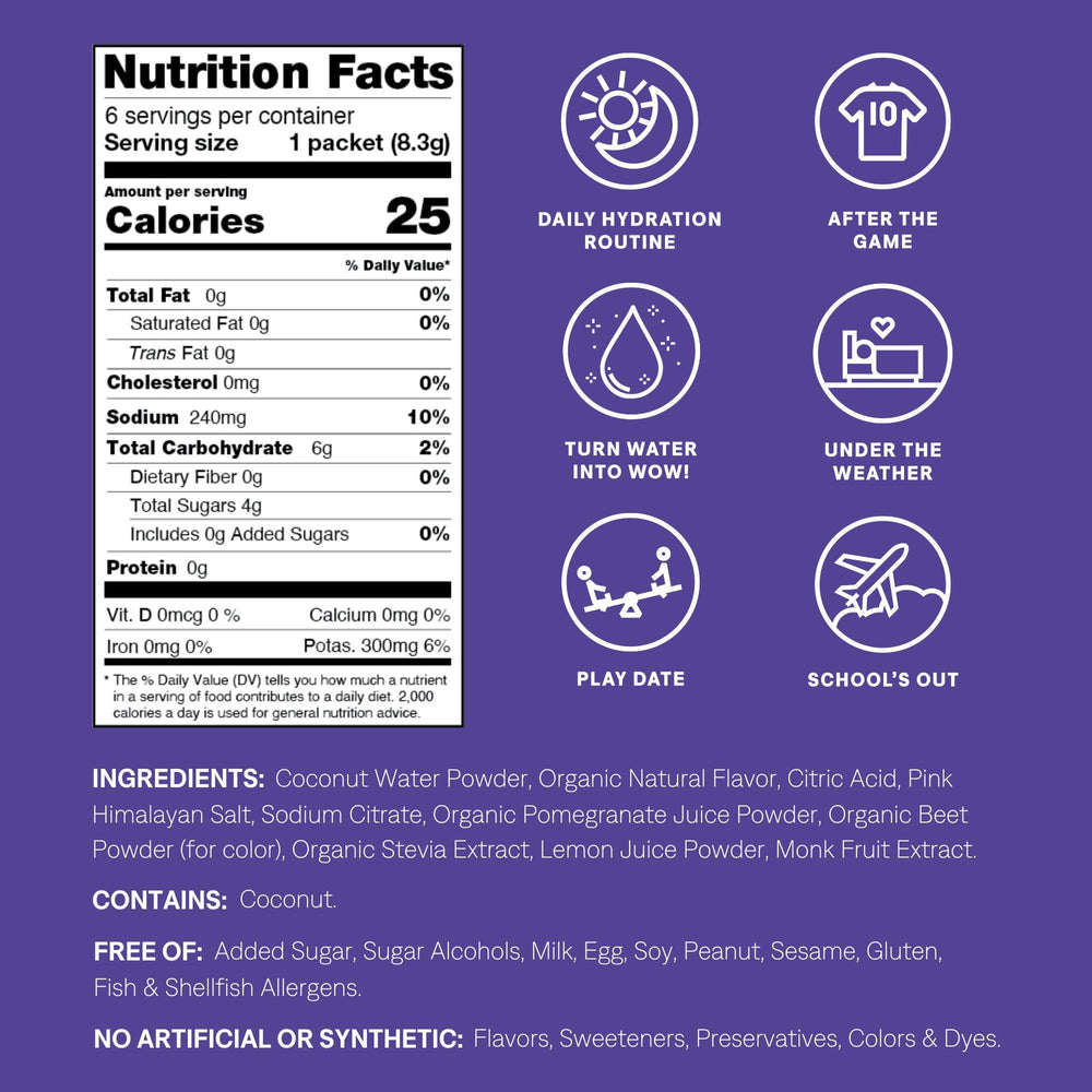 Cure Hydration mixed-berry powder with scoop for quick kid-friendly rehydration