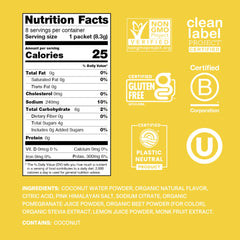 Cure Hydration Lemonade packet close-up with powder detail, ready to mix for quick refreshment.