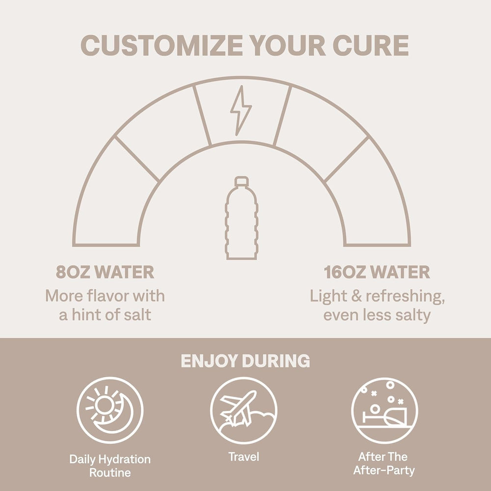 Cure Hydration vegan non-GMO seal signals ethical, ingredient-conscious choice.