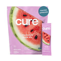 Cure Hydration watermelon packet for quick on-the-go hydration.