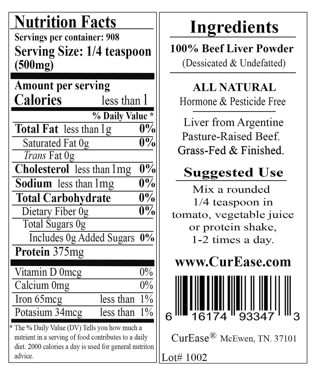 CurEase beef liver powder scoop ready for easy mixing into meals