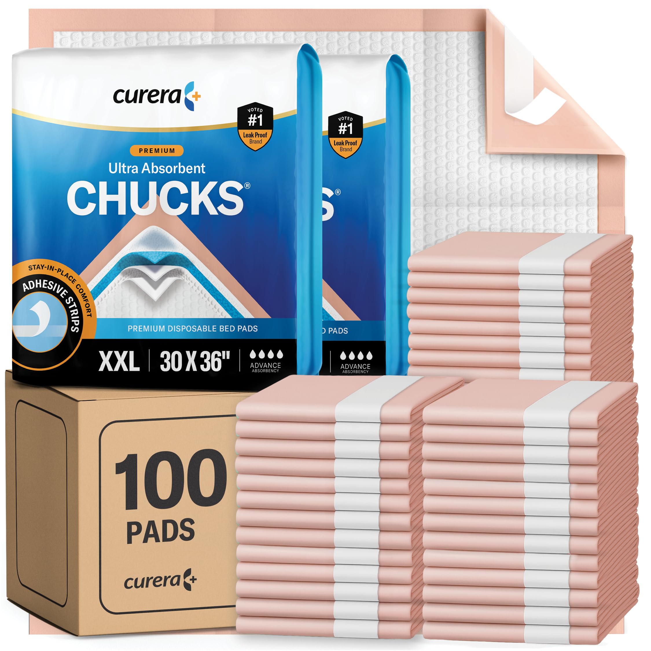 Curera Chucks 30x36 underpad flat lay showing size and coverage for protection.
