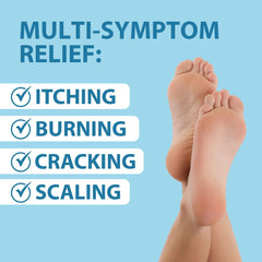 Applying Curist cream between toes using the product.