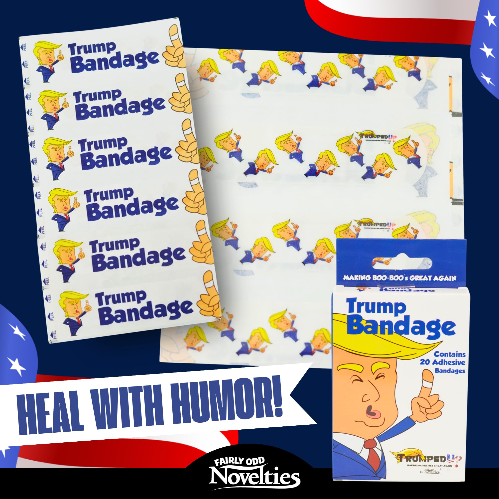 Banditas Fairly Odd Novelties Donald Trump para regalos temáticos y coleccionistas.