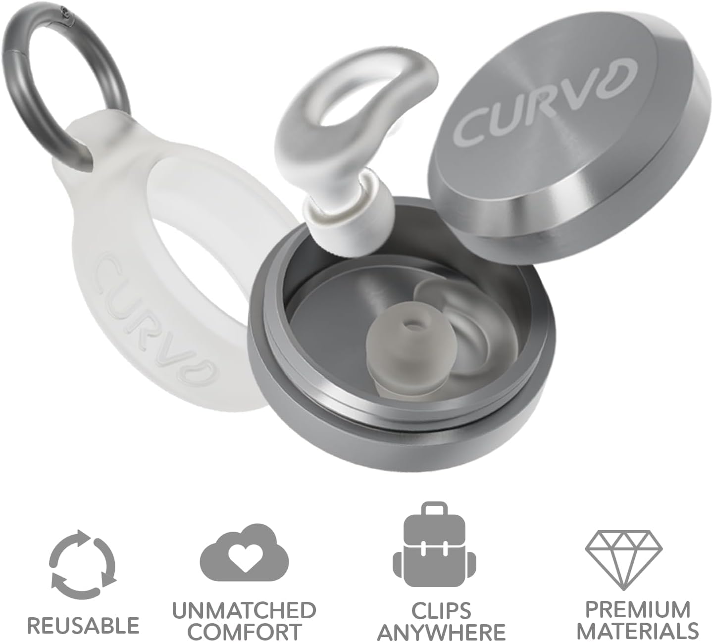 CURVD ultra-soft ear canal tips for comfortable, customizable fit.