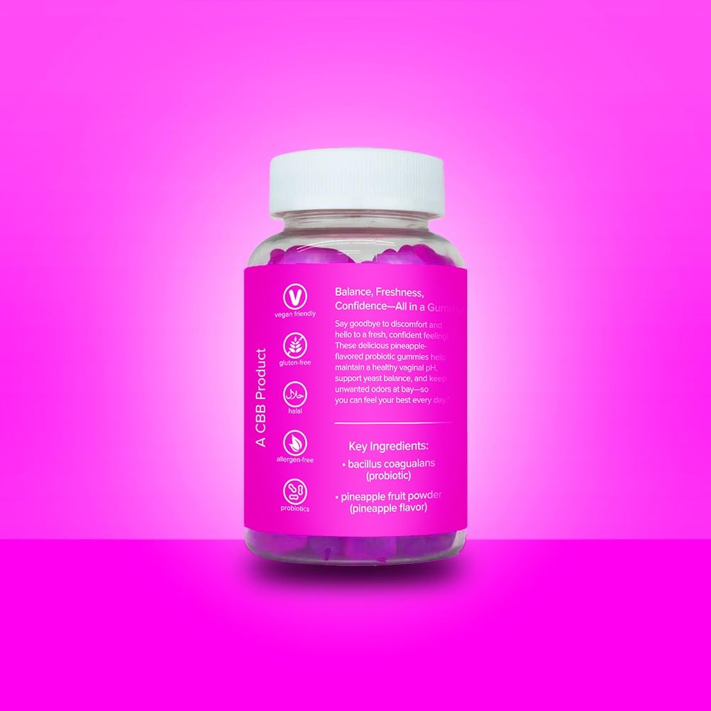 The ingredients label for Curvy Body Bears CBB Perfect PH shows vegan, gluten-free formula.