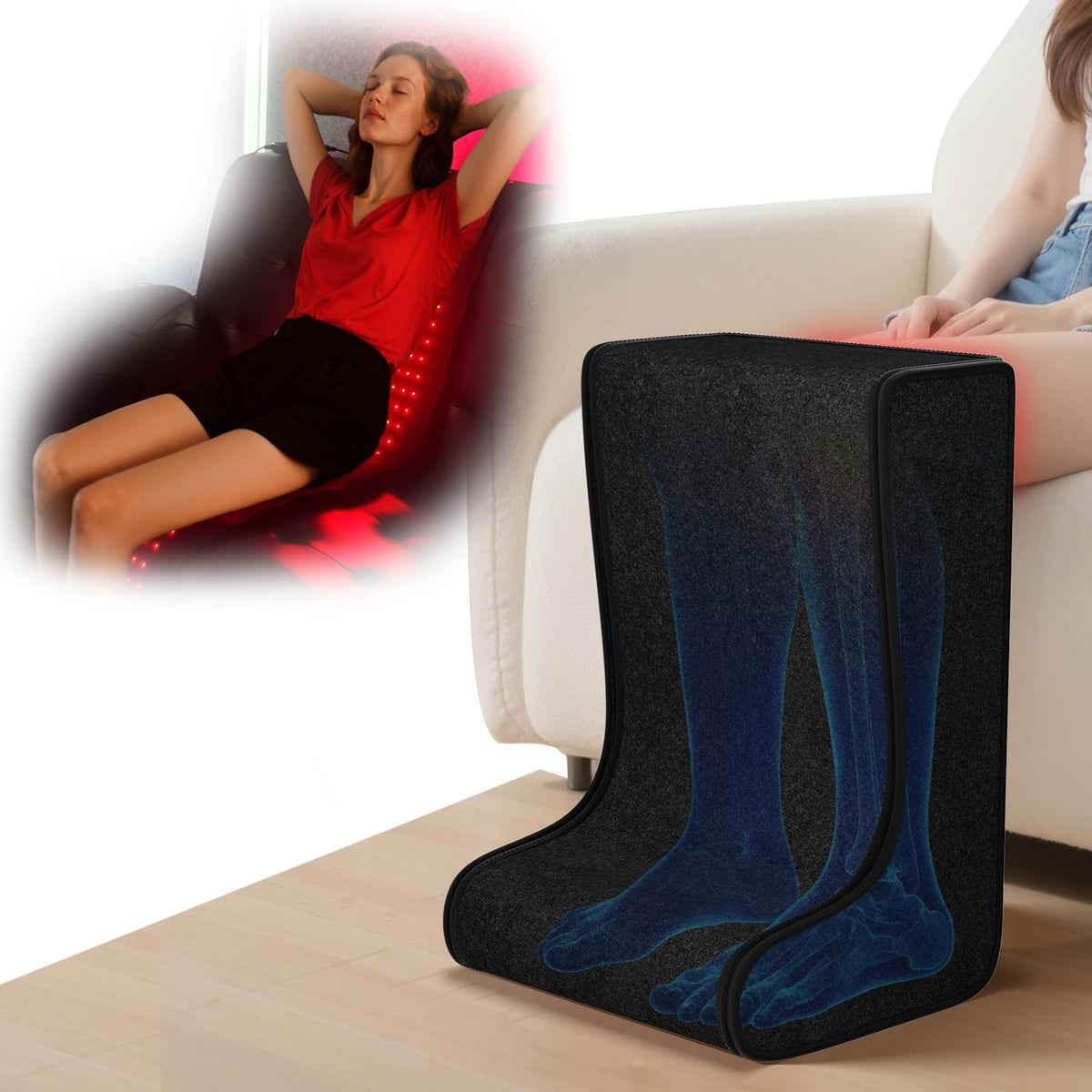 Cutiskrave red light therapy on feet for soothing relief after activity