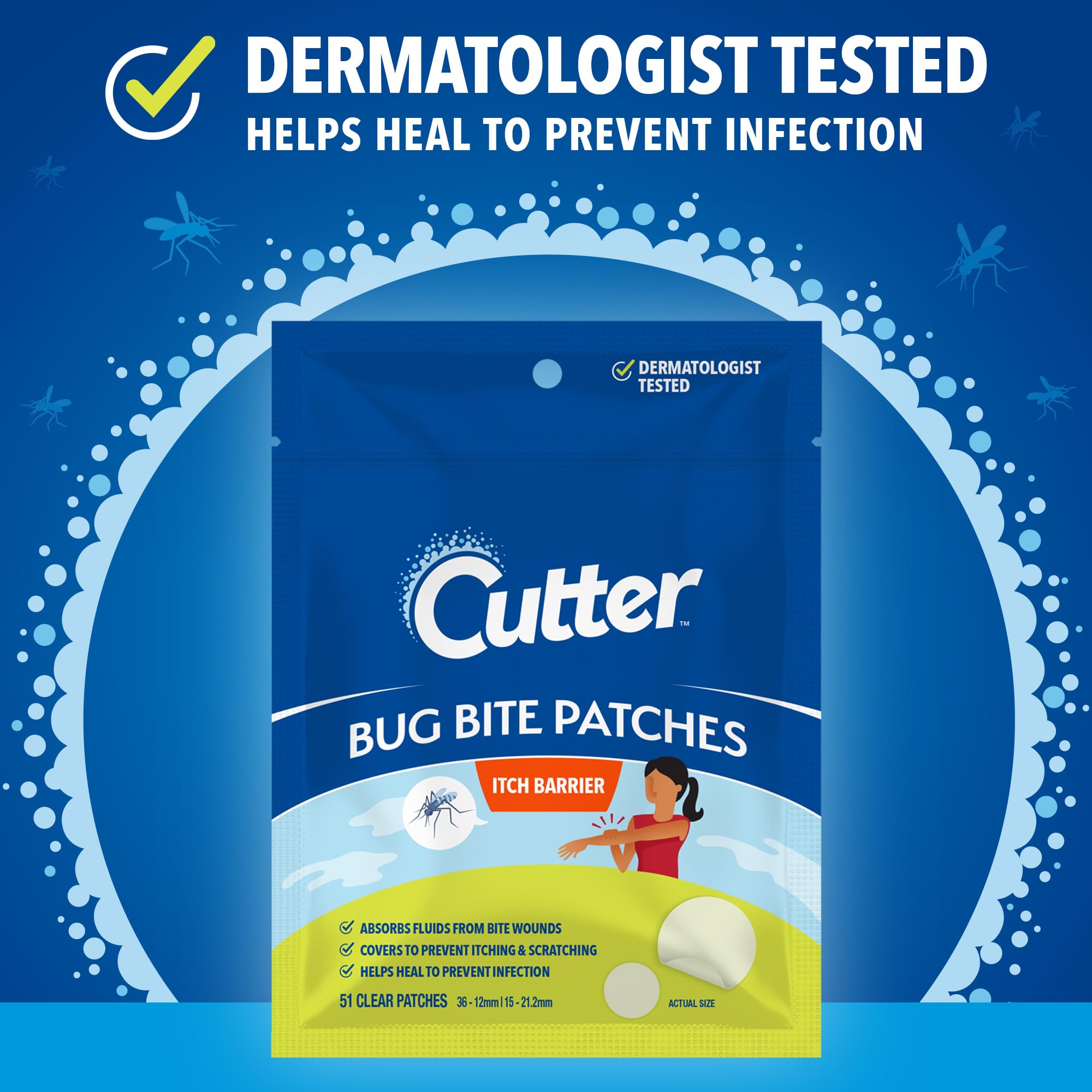 Parche Cutter sin fragancia para picaduras, uso diario seguro