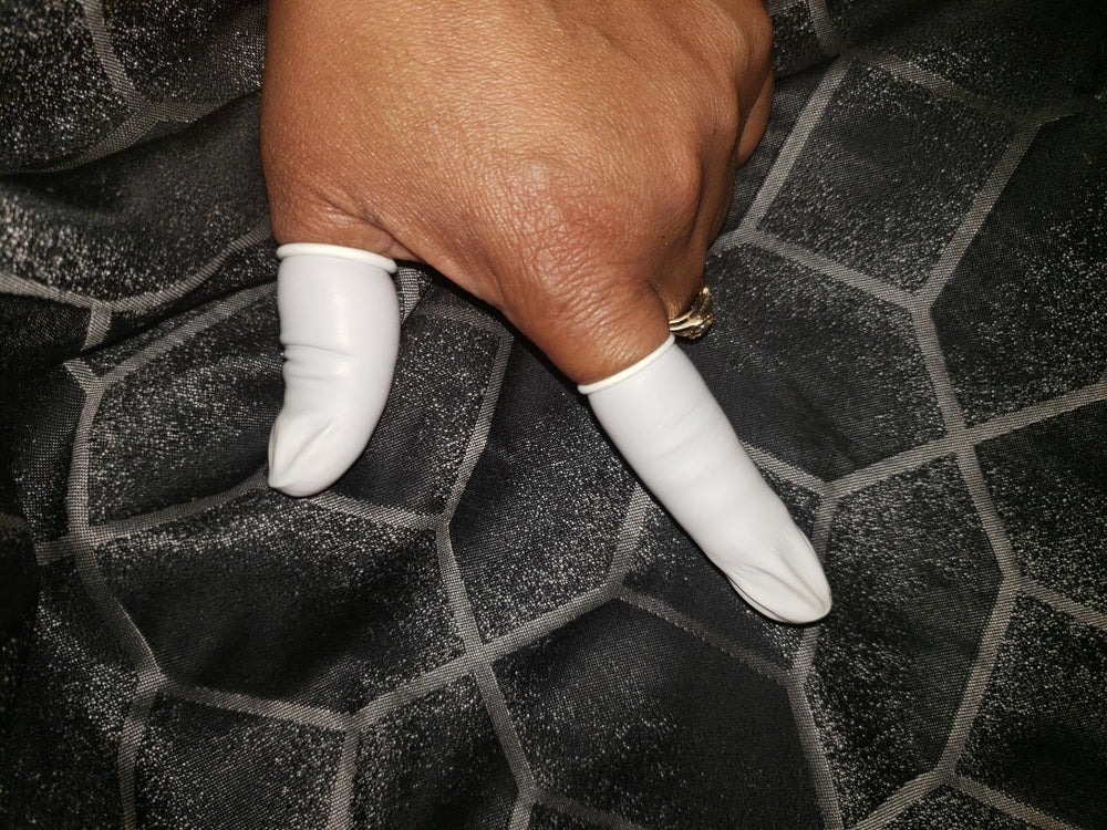 Cuttte finger cots prevent fingerprints on small parts during assembly.