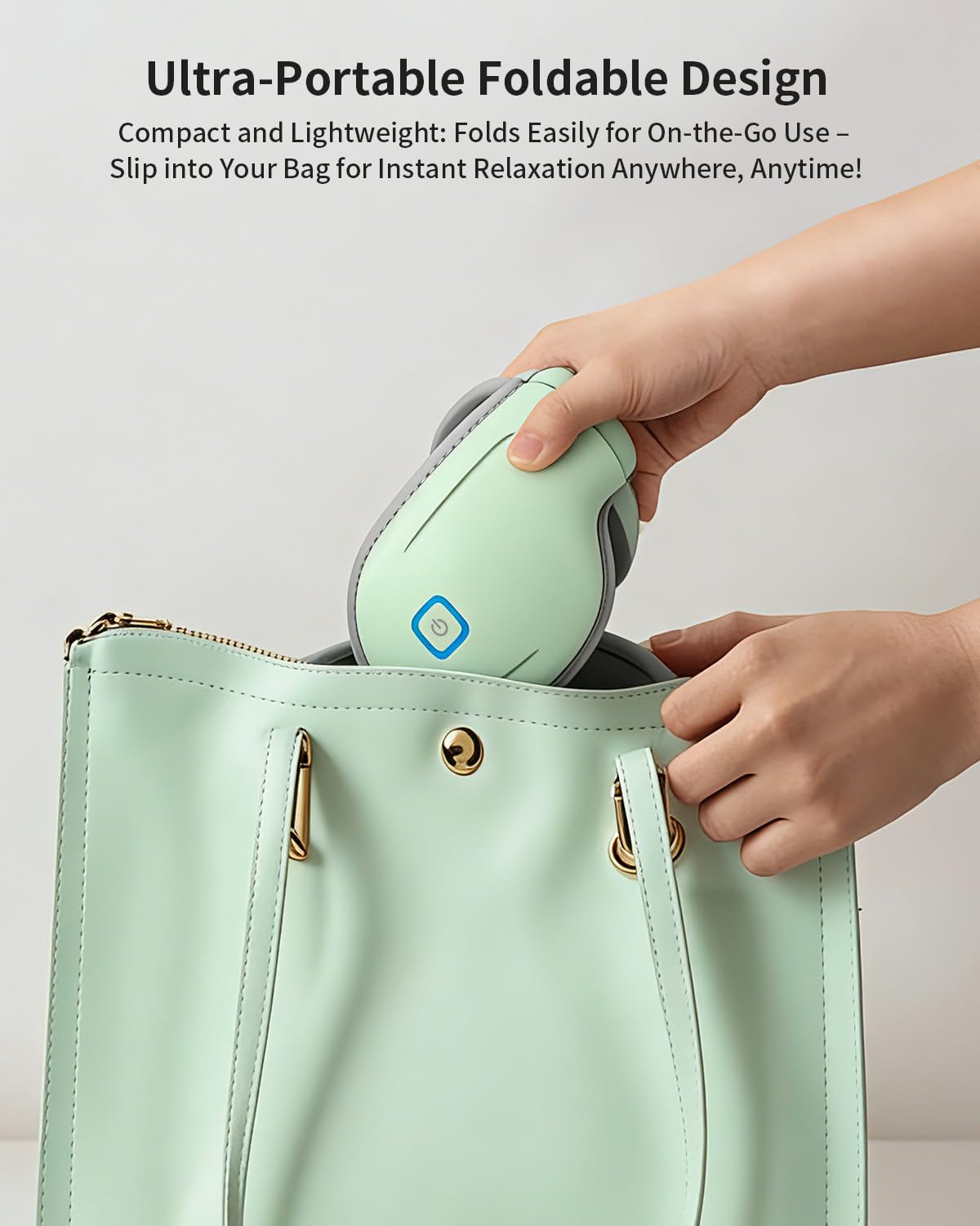 CUZRICH avocado-green massager with air compression targets tired eyes.