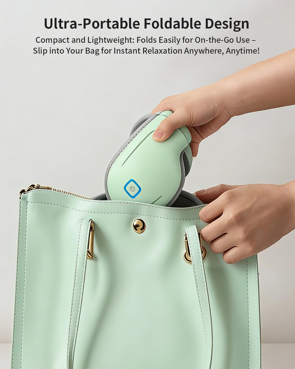 CUZRICH avocado-green massager with air compression targets tired eyes.