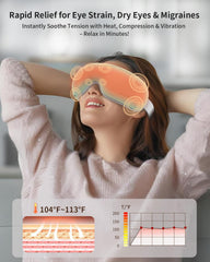 CUZRICH heat therapy display shows soothing warmth for eye relief.