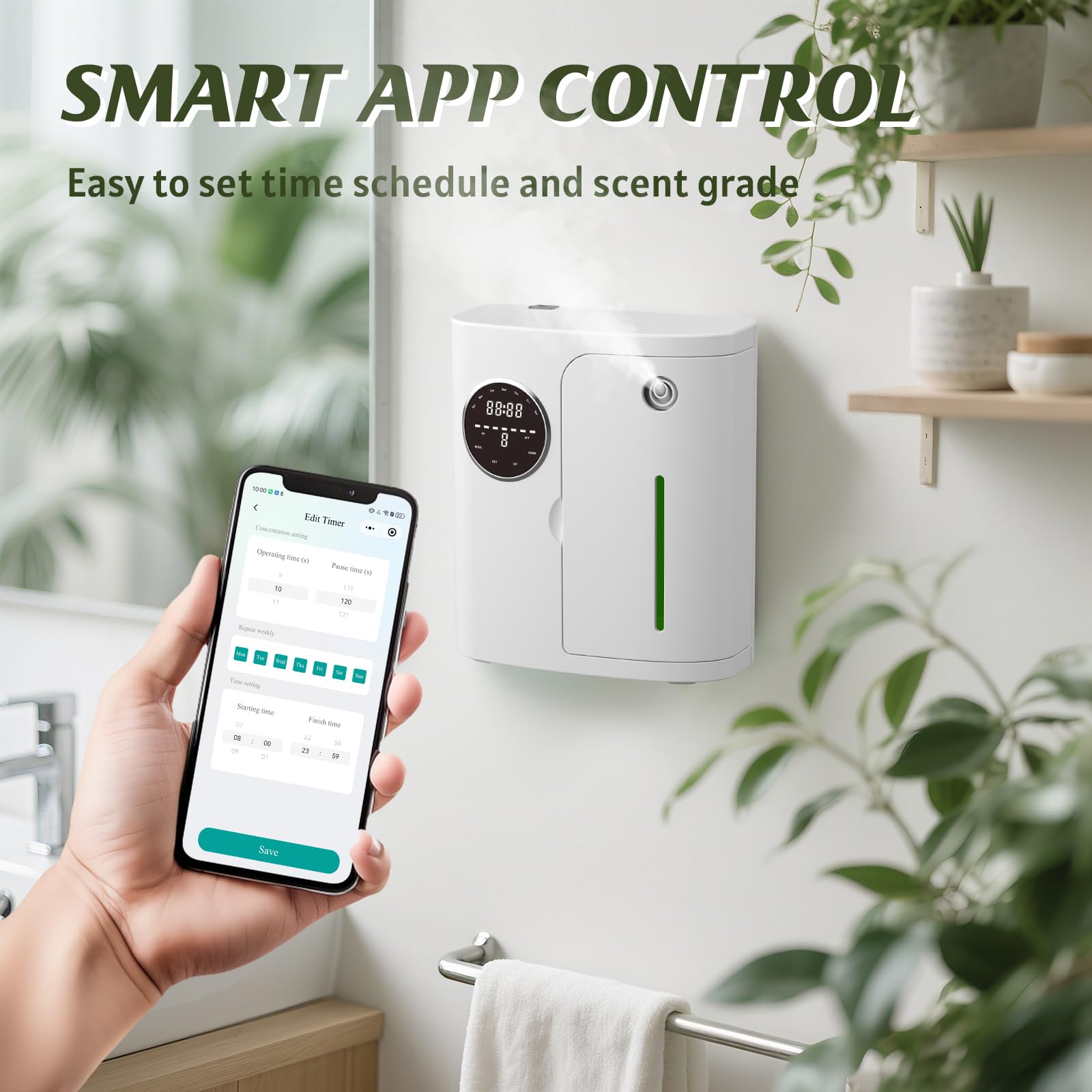 CVRAW app-controlled diffuser enables schedules and remote fragrance control.