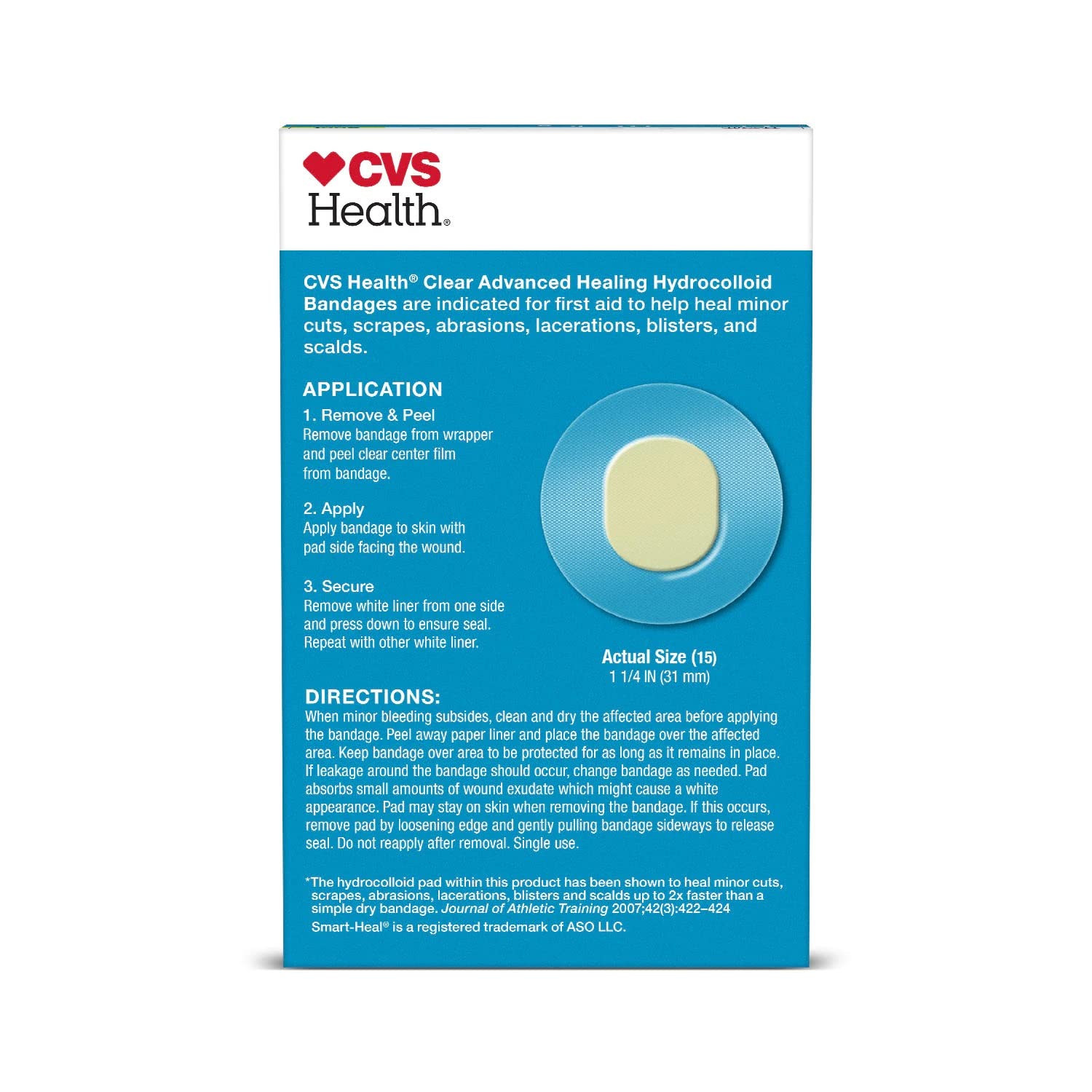 CVS Health tiritas hidrocoloides claras, diseño discreto para pieles de tono natural y uso diario.