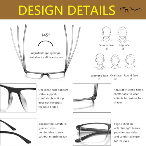 Cyangander spring hinge design provides comfortable fit for various face shapes.