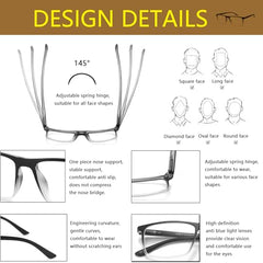Cyangander spring hinge design provides comfortable fit for various face shapes.