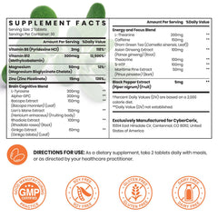CyberCerix tablets showcase the 17-ingredient formula for sustained energy.