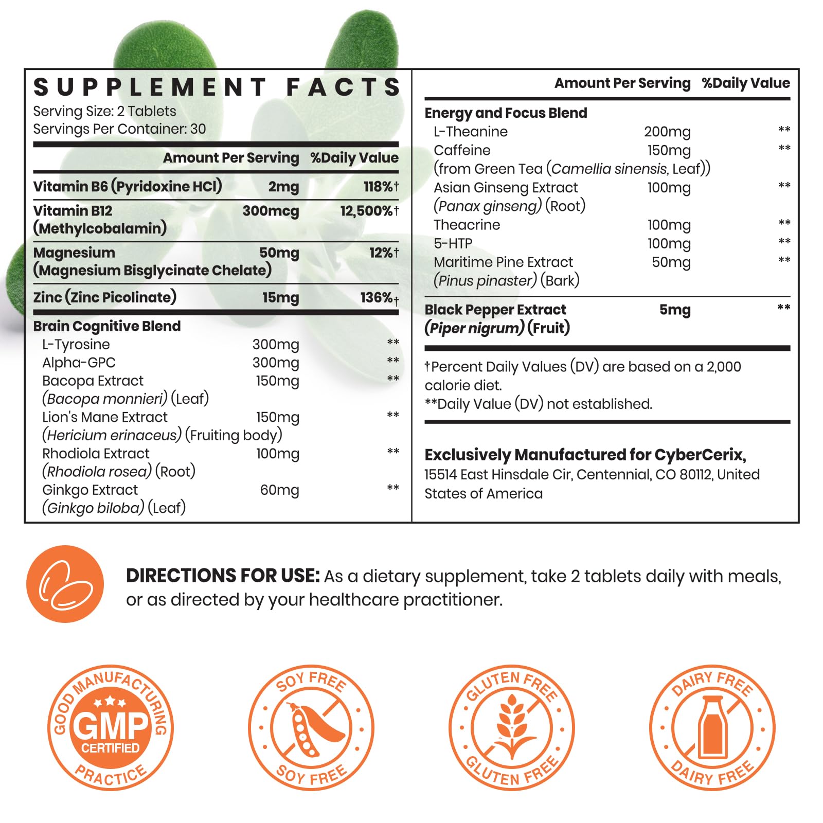 CyberCerix brain supplement bottle with label ready for daily use