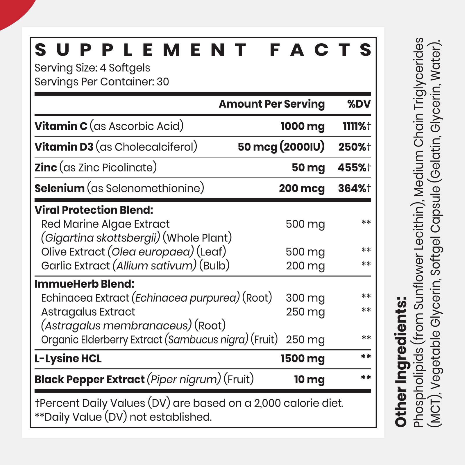 CyberCerix Liposomal Immune bottle label closeup highlighting immune ingredients