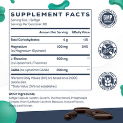 CyberCerix liposomal L-Theanine 500mg serving shown to emphasize enhanced absorption.