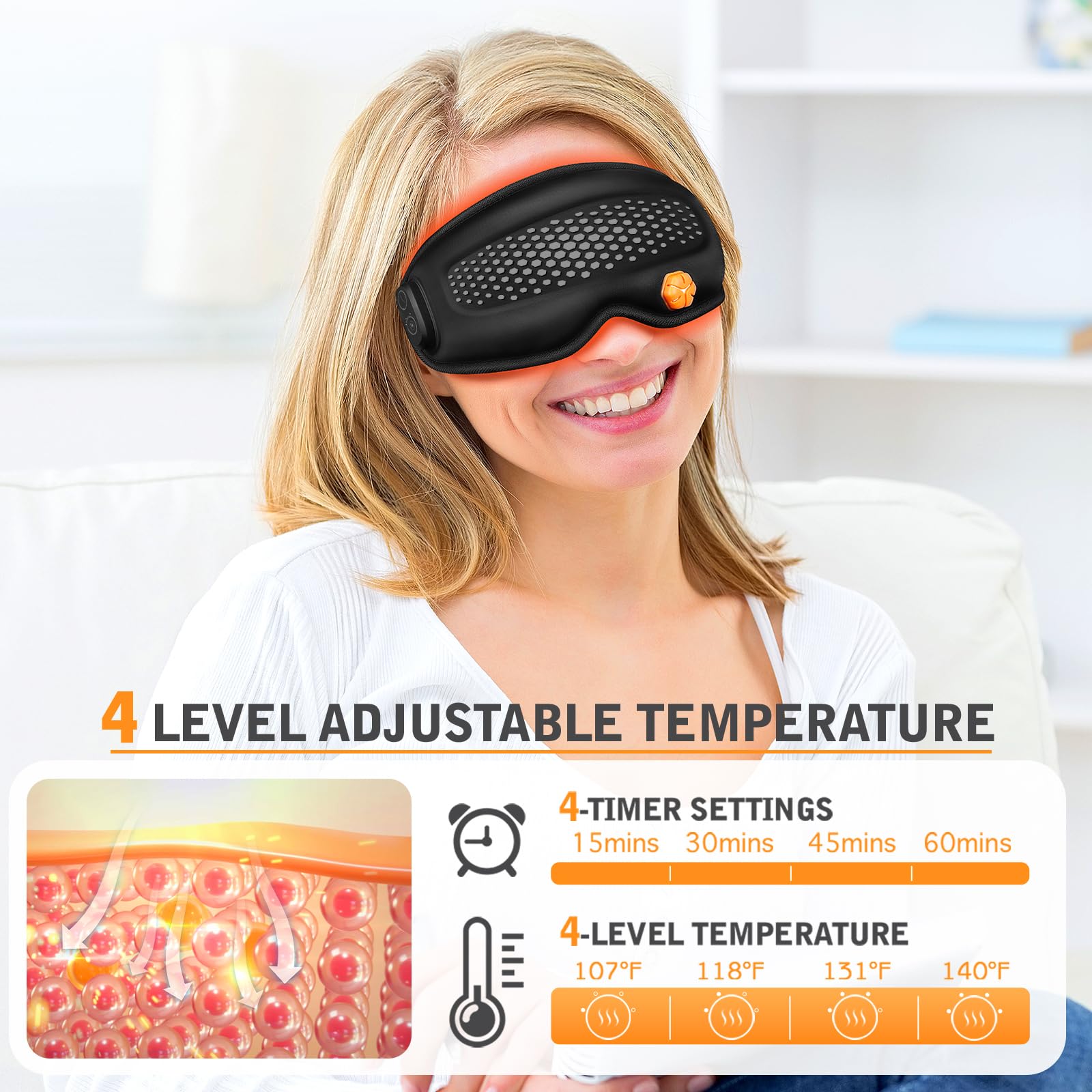 CYFERUY heated eye mask with removable scent pads for aromatherapy.