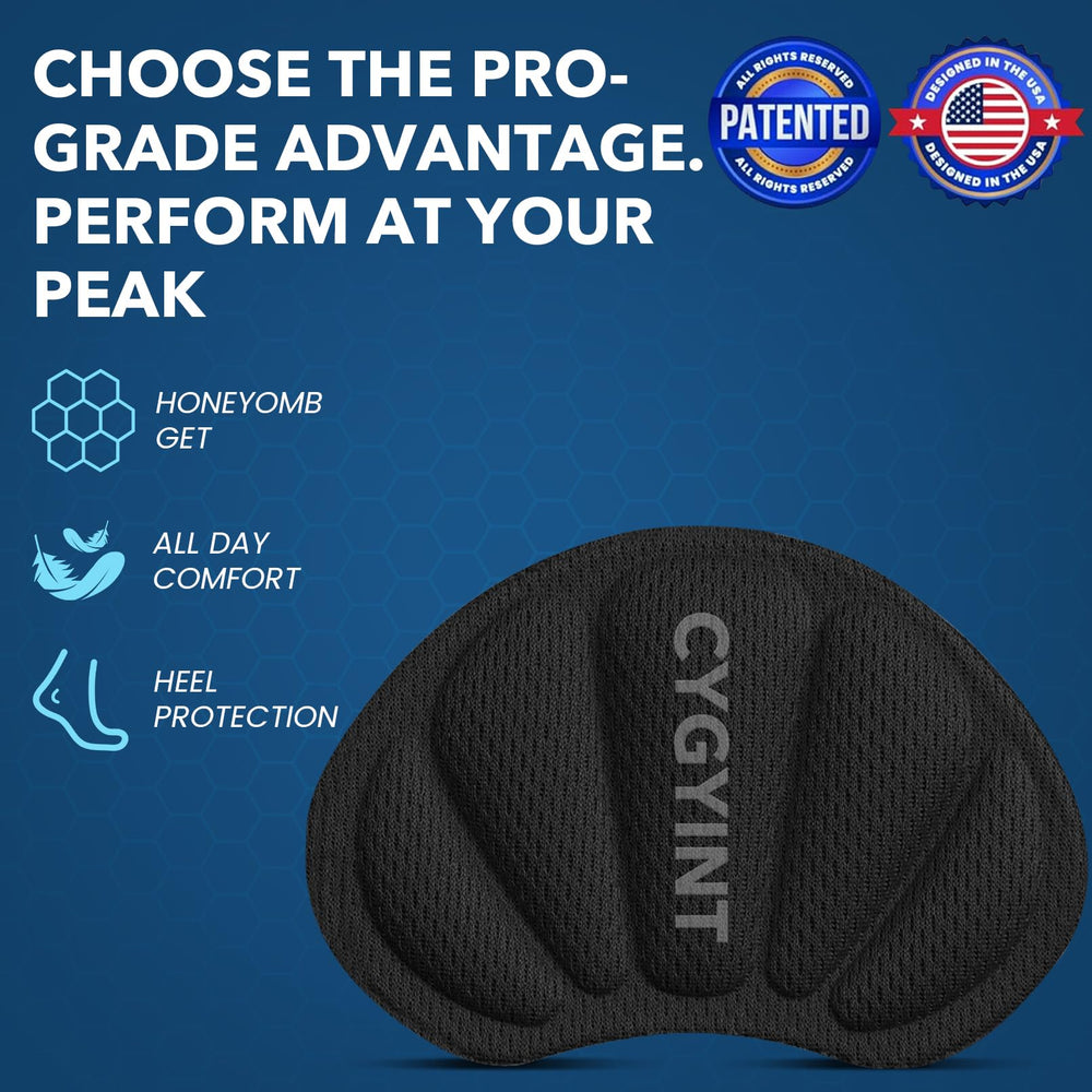 CYGYINT self-adhesive heel pads secured to shoes for a slip-free fit