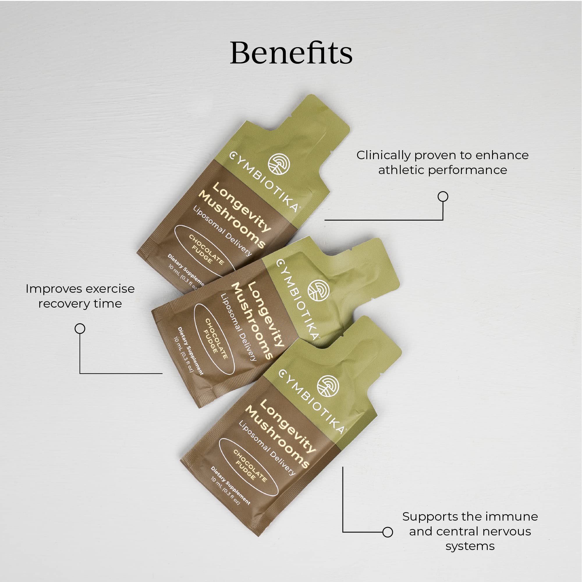 CYMBIOTIKA Liposomal Longevity Mushrooms bottle pour showing convenient dosing
