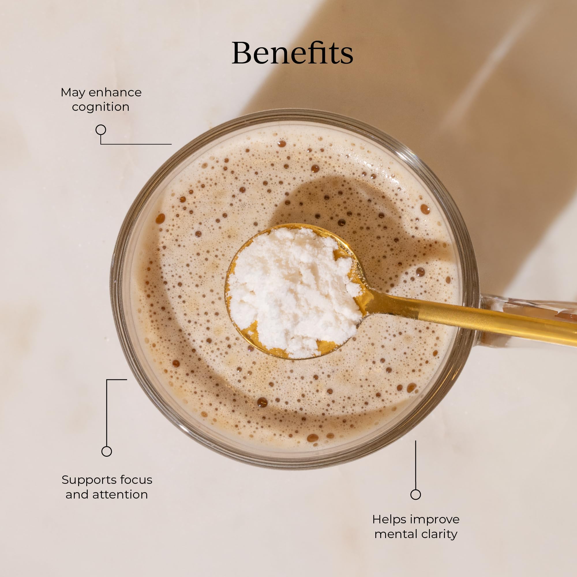 Coffee cup with CYMBIOTIKA creamer delivering mental clarity and steady energy.