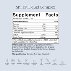 CYMBIOTIKA Shilajit Liquid Complex cacao-honey flavor packet with natural minerals.