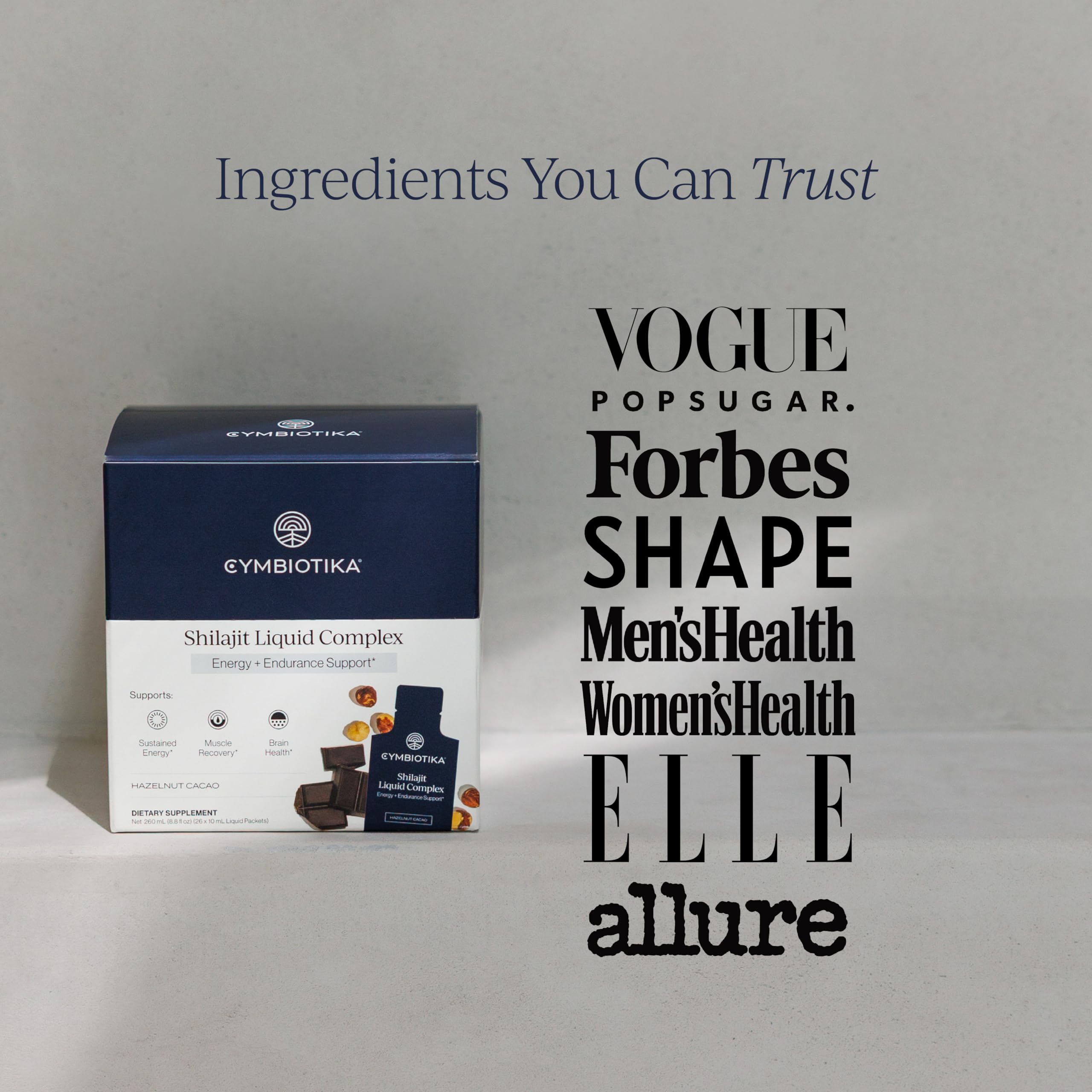 CYMBIOTIKA Shilajit Liquid Complex on-the-go use packet for busy lifestyles.