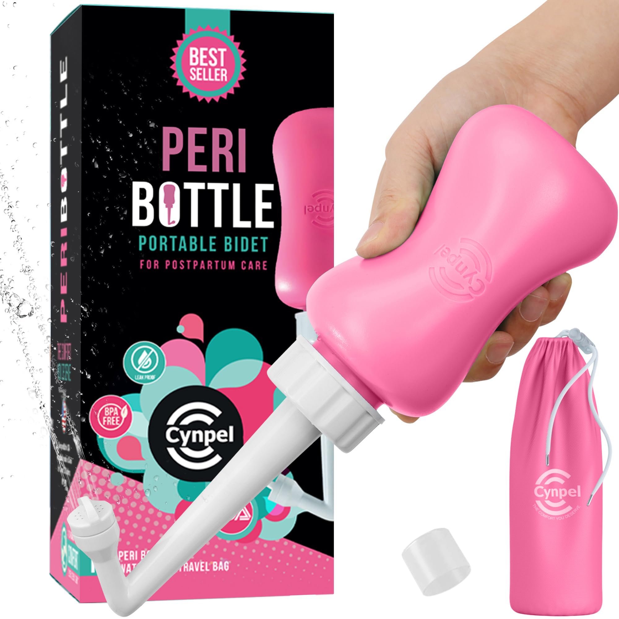 Cynpel Peri Bottle with water-fill action for easy postpartum cleansing.