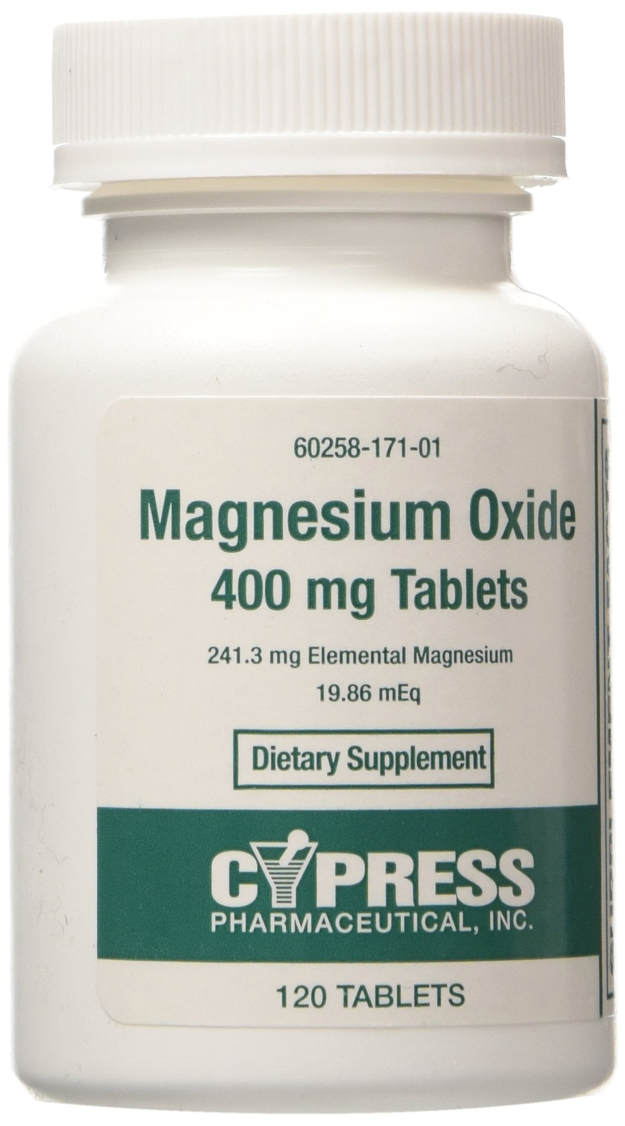 Cypress Magnesium Oxide 400 mg bottle front view for bone, muscle and nerve support