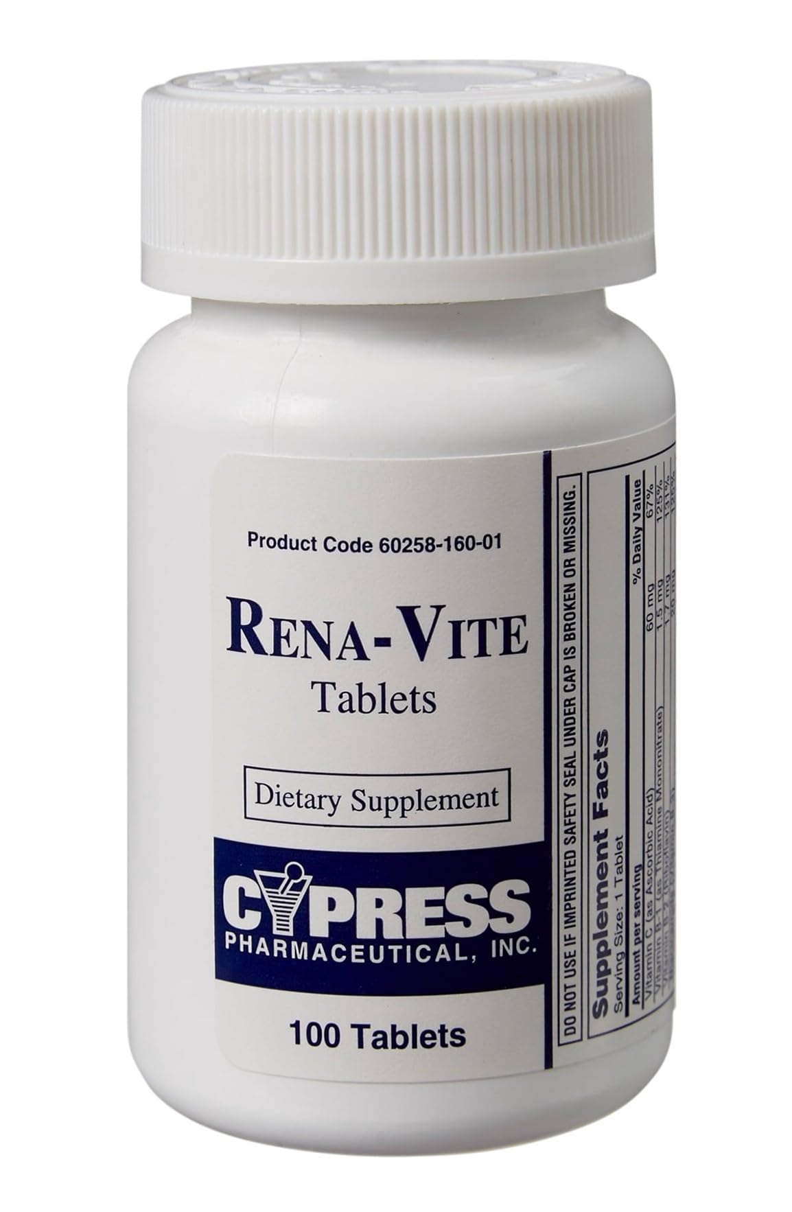 Cypress Pharmaceutical Rena-Vite tablets bottle – convenient daily B vitamin support for energy conversion.