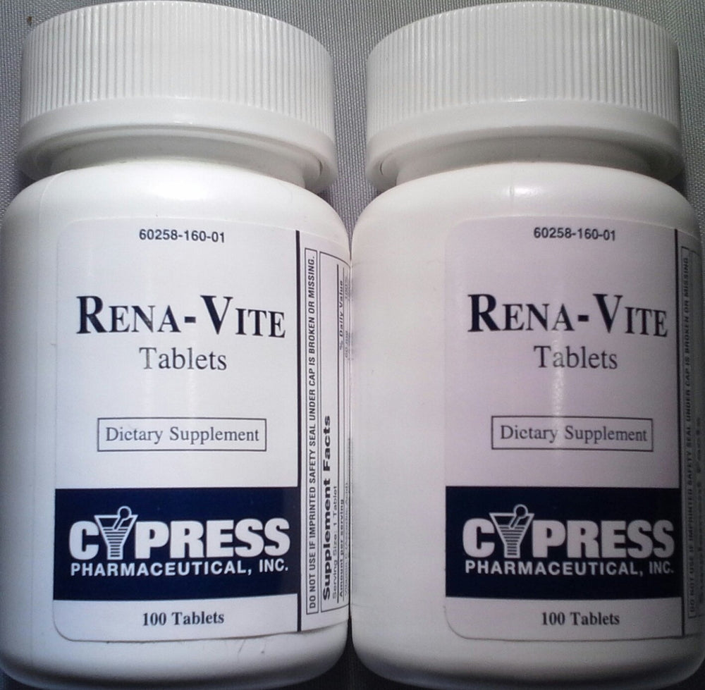 Cypress Rena-Vite tablets bottle front view for daily wellness.