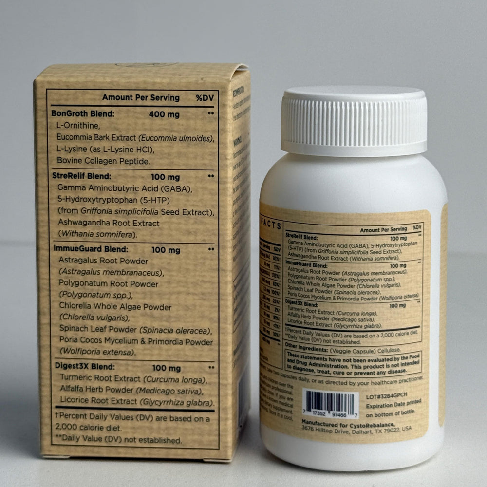 CystoRebalance pills image showcases diverse nutrient blend for everyday health