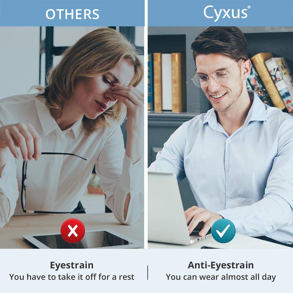 Cyxus adjustable nose pads provide a comfortable, pressure-free fit.