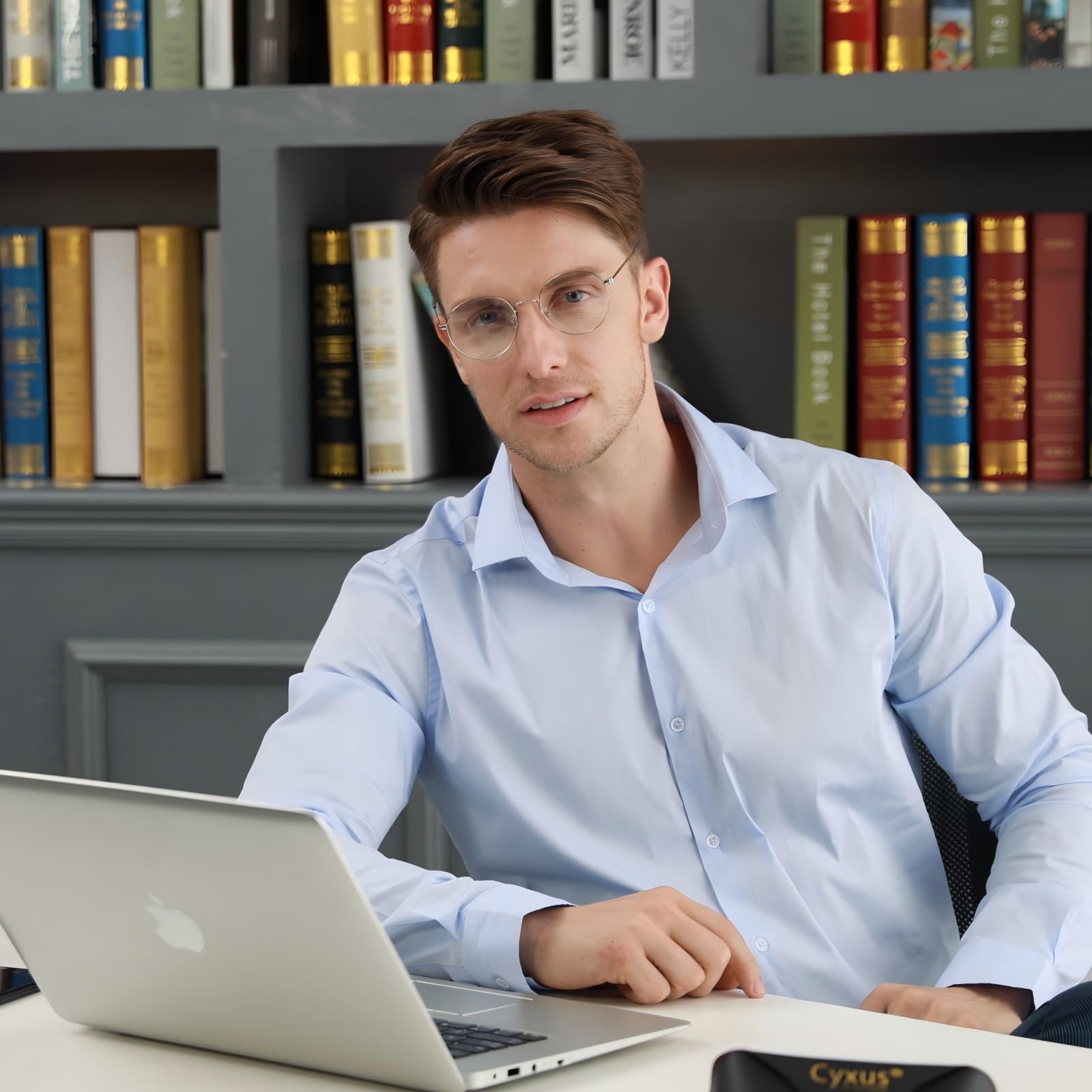 Cyxus wire-frame blue light glasses support all-day wear for office and study comfort.