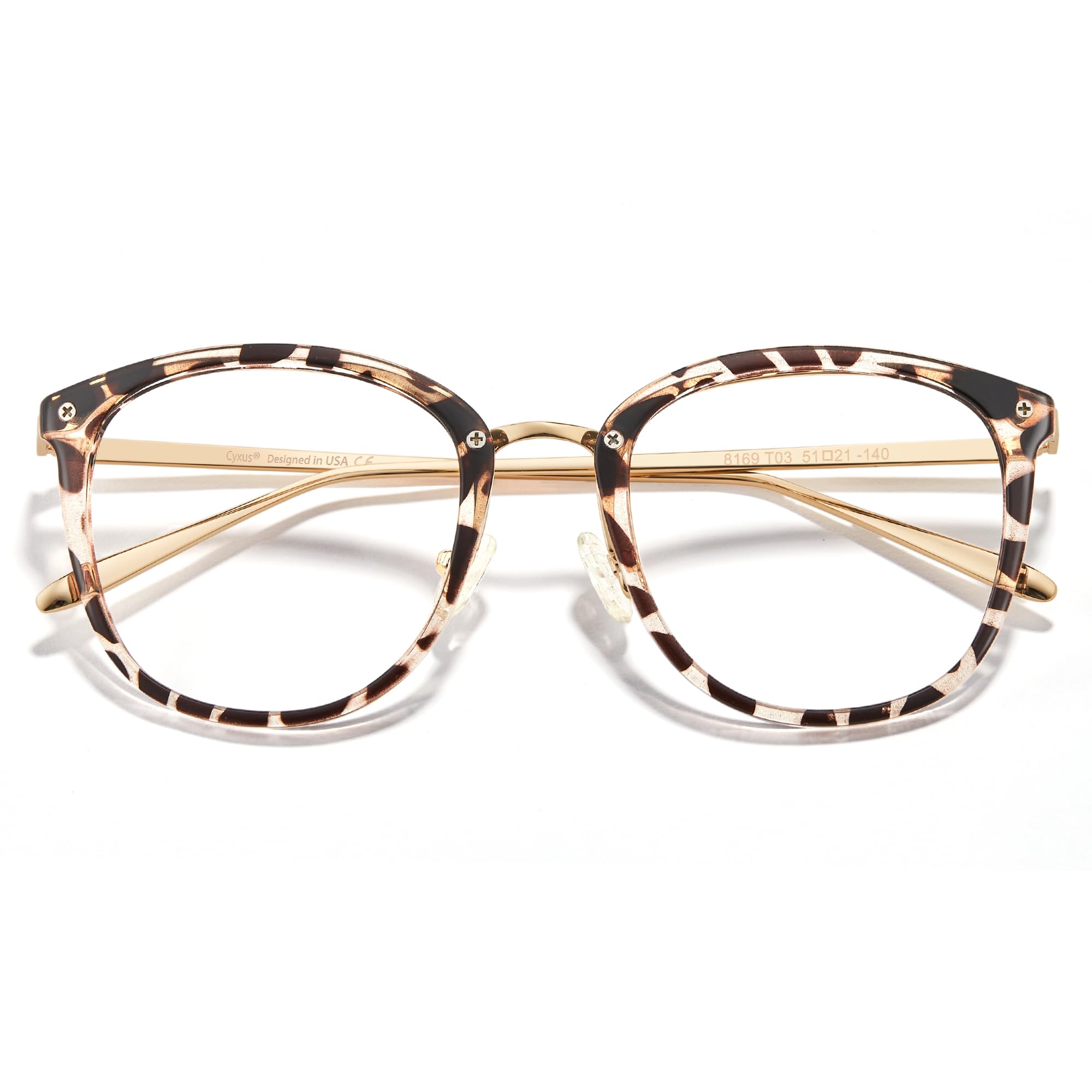 Cyxus blue light glasses for women at a desk reduce digital eye strain.