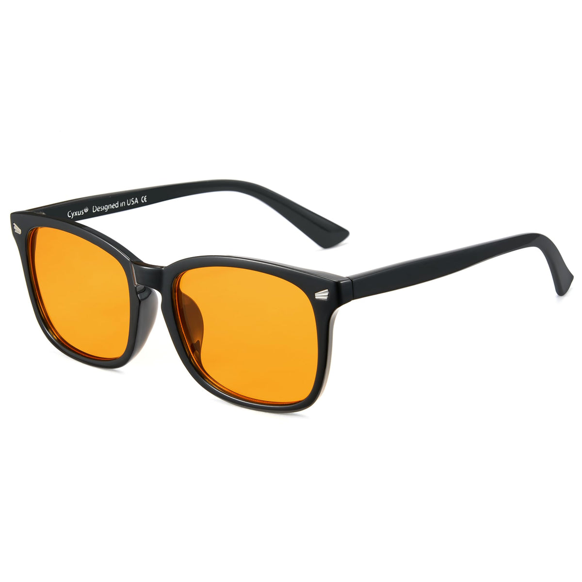 Cyxus orange blue light glasses front view with amber lenses for comfortable gaming.