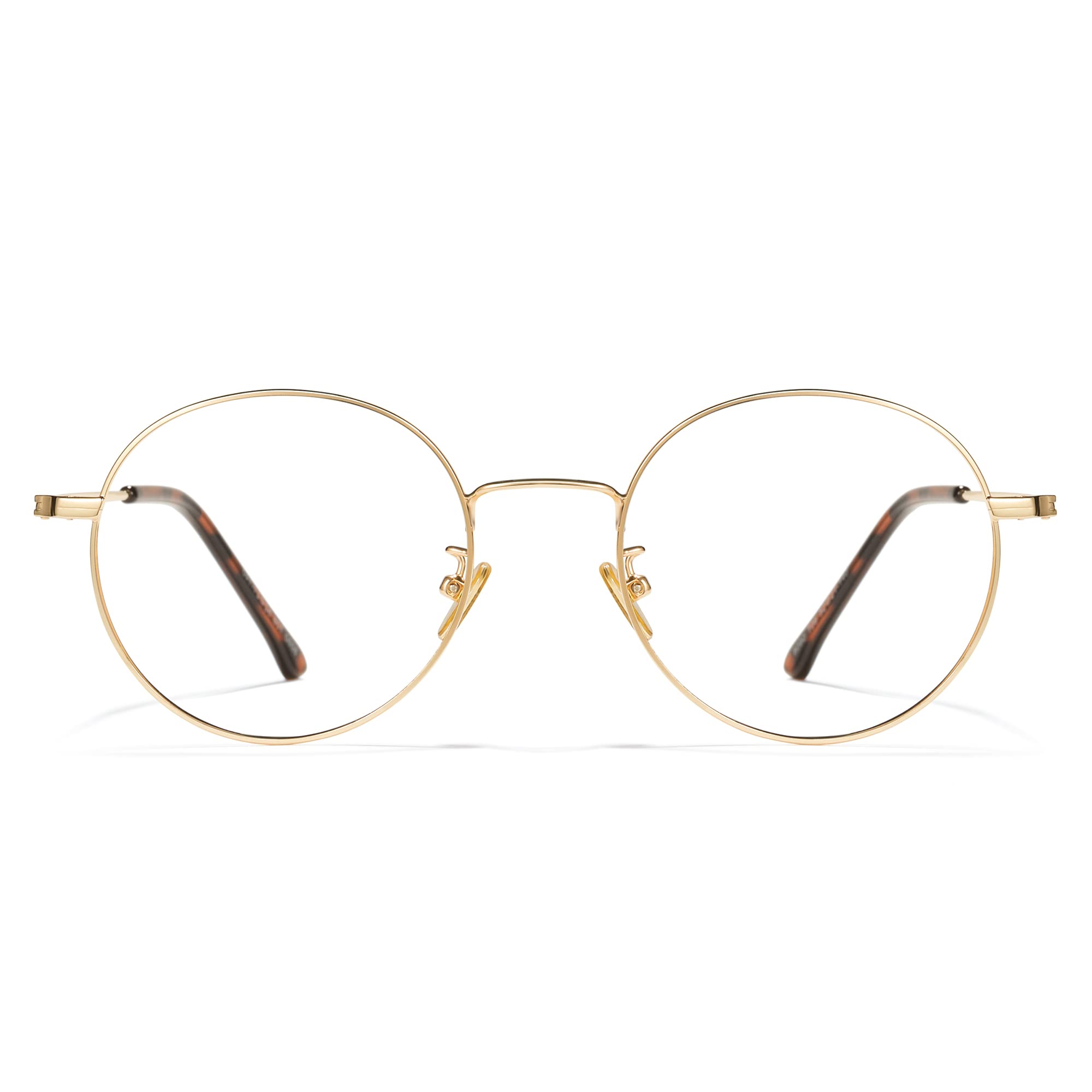 Cyxus round blue light glasses front view for office use.